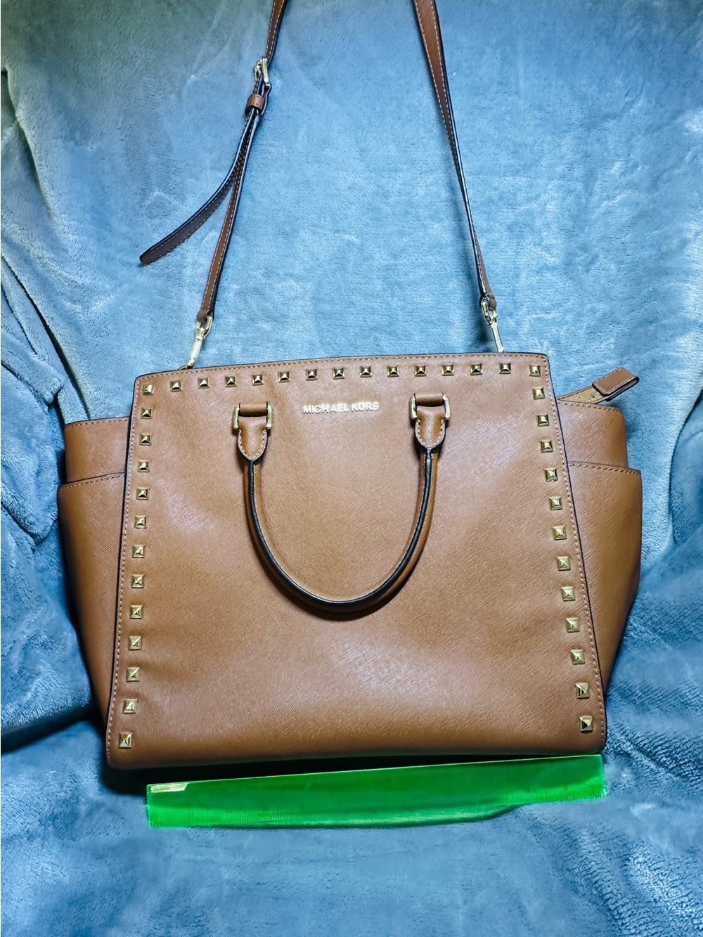 Michael Kors Cognac Leather Studded Tote